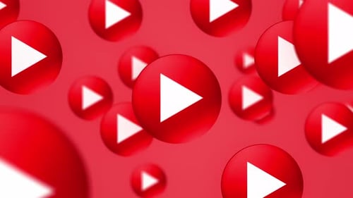 Floating 3D Red Play Buttons Loop Animation