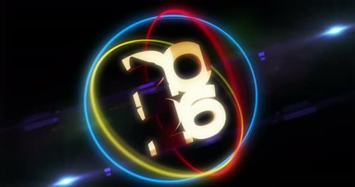 2026-jähriges goldenes Symbol im Neonkreis