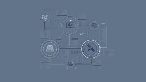 Futuristic Technology Network HUD Animation for Data Analysis
