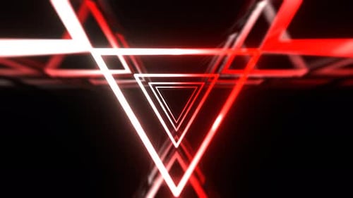 Red And White Neon Glowing Abstract Futuristic Triangle Tunnel Background Vj Loop In 4K