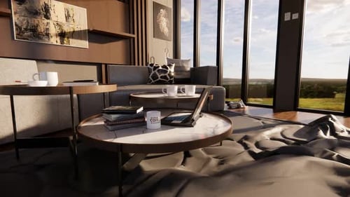 Modern Interior Living Room Coffee Table Animation