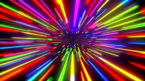 Colorful Neon Light Speed Tunnel Background Loop
