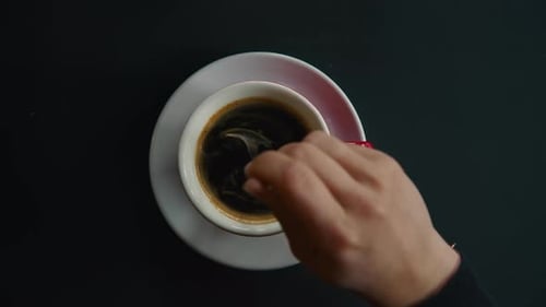 Top View on Cup of Americano or Instant Coffee