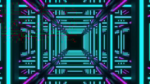 Cyan And Pink Movement Through Neon Frame Background Vj Loop In 4K