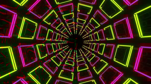 Pink And Light Green Squares In Glossy Tunnel Background Vj Loop In 4K