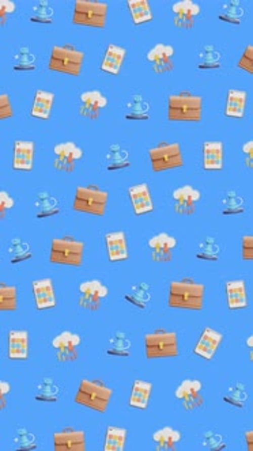 Modern 3D Business Technology Icons Looping Background