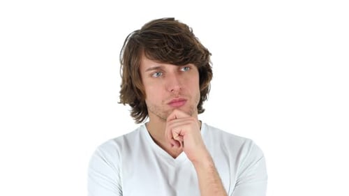 Thoughtful Man Posing Against a White Background
