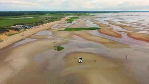 Aerial View of Sandy Beach and Tidal Pools