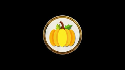 3D Rotating Golden Coin with Pumpkin Icon Animation