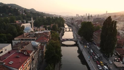 View of the historic center of Sarajevo, Bosnia and Herzegovina
