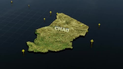 Tschad 3D-Karte mit Animation