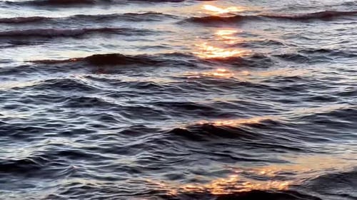 Golden Sunset Reflections on Gentle Ocean Waves Ripple Texture