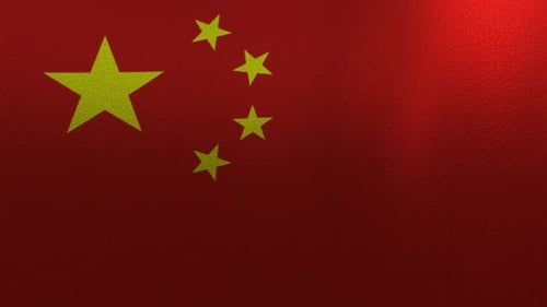 Waving Flag of China Loop with Realistic Fabric Texture