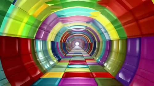 Boucle de mouvement d'animation Infinite Rainbow Tile Tunnel