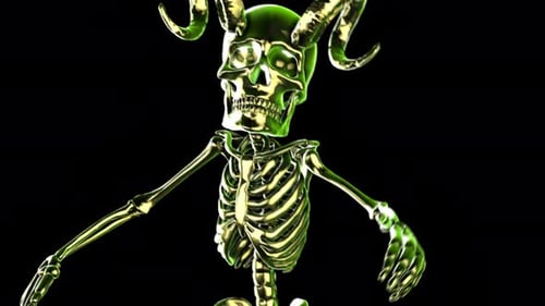 Dancing Metallic Horned Skeleton with Green Glow Animation