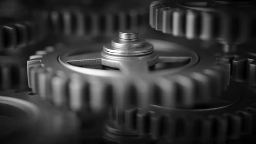 Close-Up of Interlocking Metallic Gears