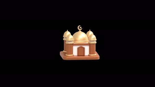 Mosque Masjid 3D Icon - Islamic Architecture Animation 4K