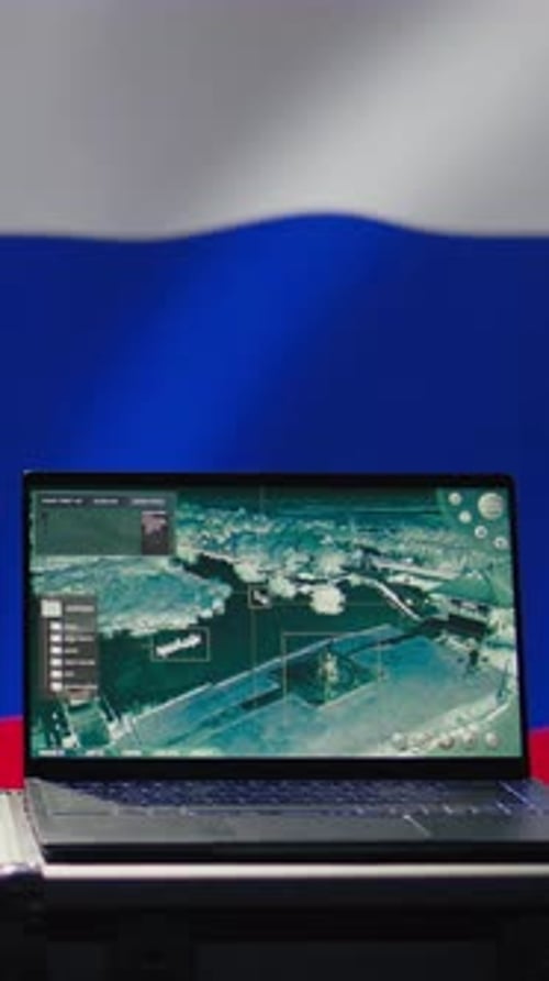 Vertical Video Russia Kremlin Regime Army Using Laptop to Scan Approaching Rockets