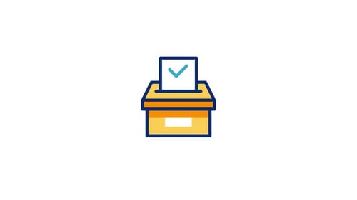Flat Design Animated Ballot Box with Checkmark for Voting
