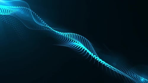 Abstract blue digital particles wave and Digital data network connections for a technology