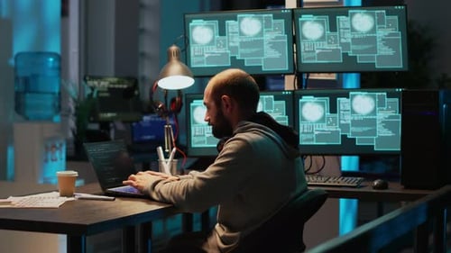 Un pirate informatique frustré utilise un ordinateur pour pénétrer dans les serveurs de données de l'entreprise