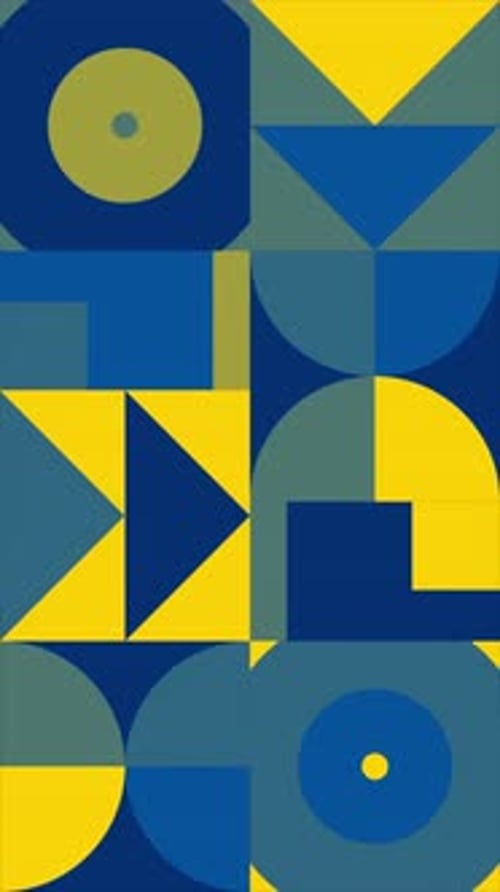 Vertical Animated Geometric Loop Pattern Resolution Geometric Motion Design in Yellow and Blue