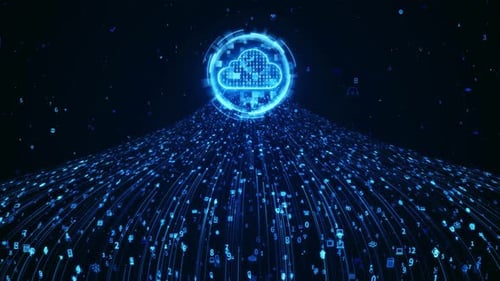 Digital Cloud Computing Network with Flowing Data Background