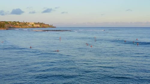 Kauai Island, Hawaii / USA - September 9, 2019: Surfers Off The