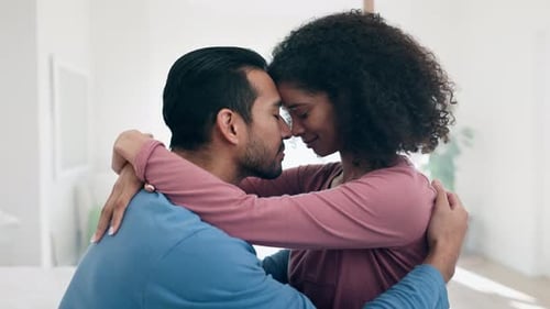 Affectionate Couple Embracing Tenderly Indoors