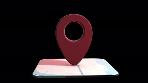 3D Map Location Pin Red Loop