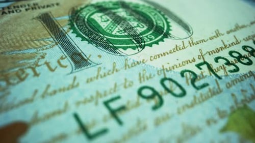 American Dollars Cash Money. Official Currency Of United States Of America. Detailed View Signs O...