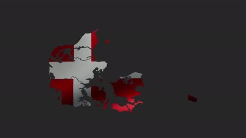Silhouette einer Karte von Dänemark mit der Flagge Dänemarks