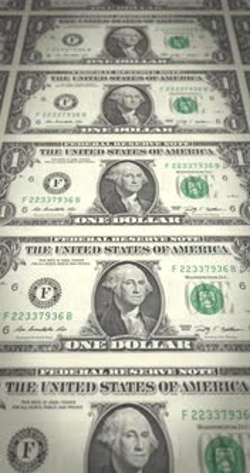 Seamless Loop of United States Dollar Bills Flowing Upwards