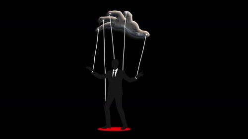 Puppet Strings Manipulating Businessman Silhouette
