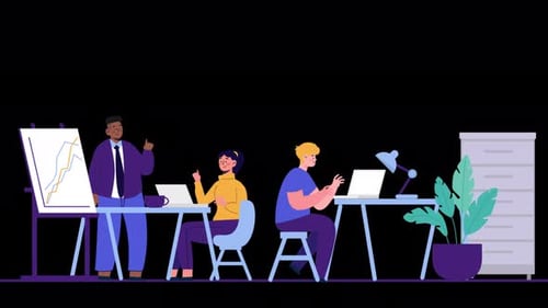 Colleagues Communicating At Workplace 4K On Alpha Channel