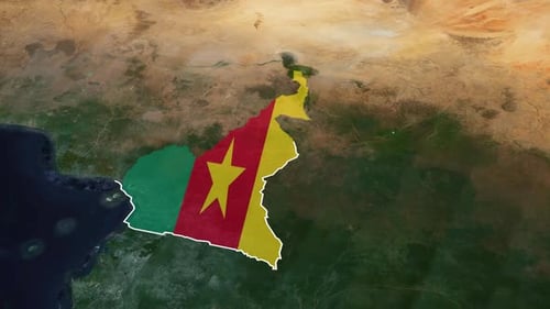 Cameroon Map and Flag Outline Reveal for Geographic Content
