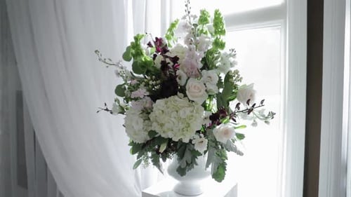Elegant White Wedding Flower Arrangement in Home