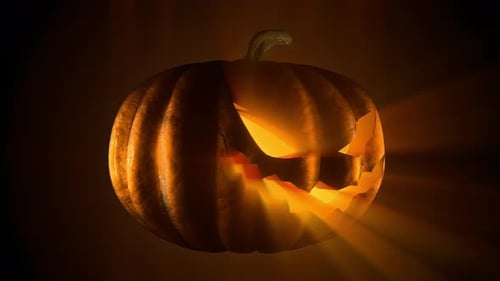 Toller Halloween-Kürbis mit glänzendem Gesichtshintergrund, rotierend
