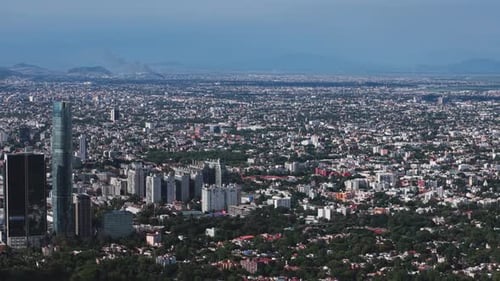 Mexico City from above, captured by drone on a clear afternoon