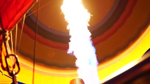 Fiery Burners Illuminate Hot Air Balloon Interior