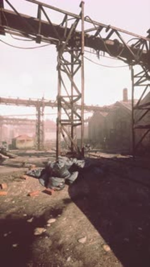 Decaying Factory Building in Neglected Urban Area Vertical