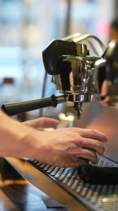 Espresso Machine Prepares Coffee for Customer