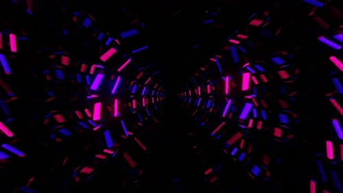 Purple And Pink Neon Circles Mirror Tunnel Background Vj Loop In 4K