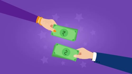 Flat Design Animation of Hands Exchanging Money