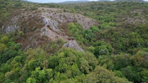 A Stunning Aerial View From a Drone Flying Over Green Forested Mountains in Strandzha National Park