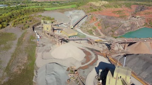 Aerial View of Active Quarry Operations