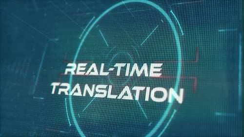 Real-Time Translation Text with Futuristic Tech Overlay