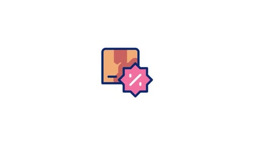 Animated Flat Design Discount Box Icon