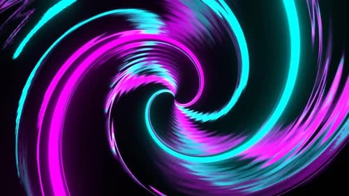 Cyan And Pink Sci Fi Neon Magnet Spiral Background Vj Loop In HD