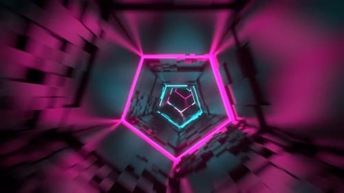 Futuristic neon portal. Abstract glowing tunnel.